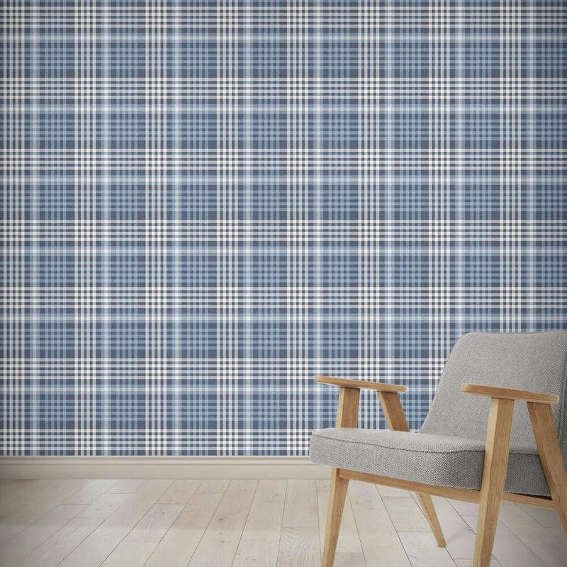 BOYS BLUE PLAID Wallpaper By Kavka Designs - 24X48