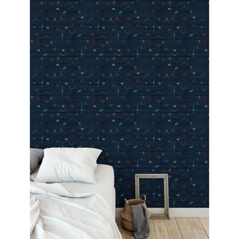 CACTUS SOFT NAVY Peel and Stick Wallpaper By Kavka Designs