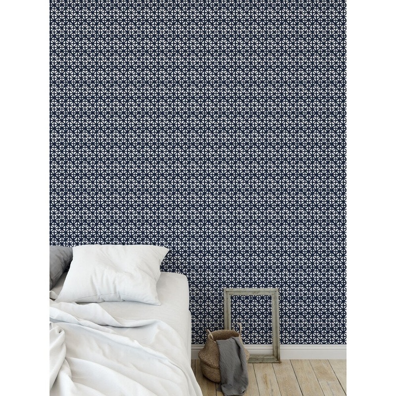 CARVED GRID NAVY Peel and Stick Wallpaper By Kavka Designs