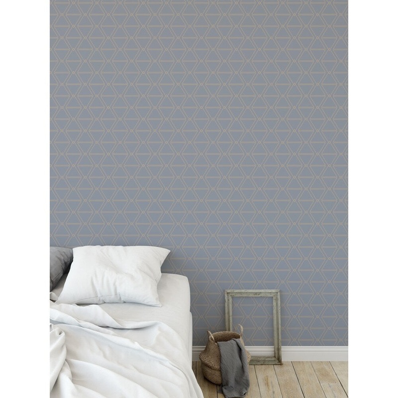 ELLE Decor ISOSCELES BLUE AND GOLD Peel and Stick Wallpaper By Kavka Designs