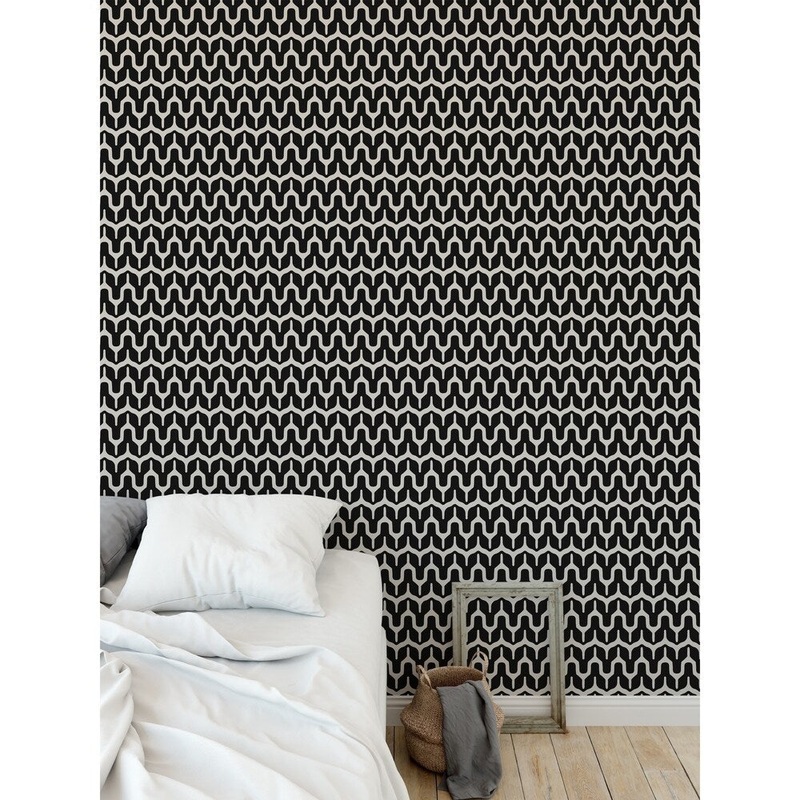ELLE Decor MARIA BLACK AND BEIGE Peel and Stick Wallpaper By Kavka Designs