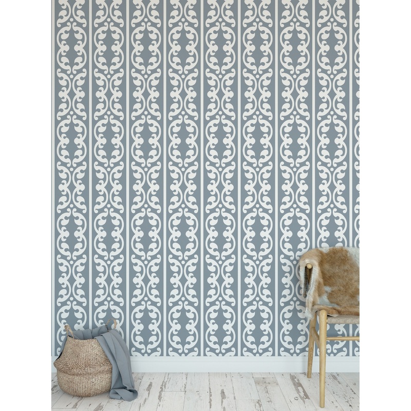 SOKHOM STEEL BLUE Peel and Stick Wallpaper By Kavka Designs