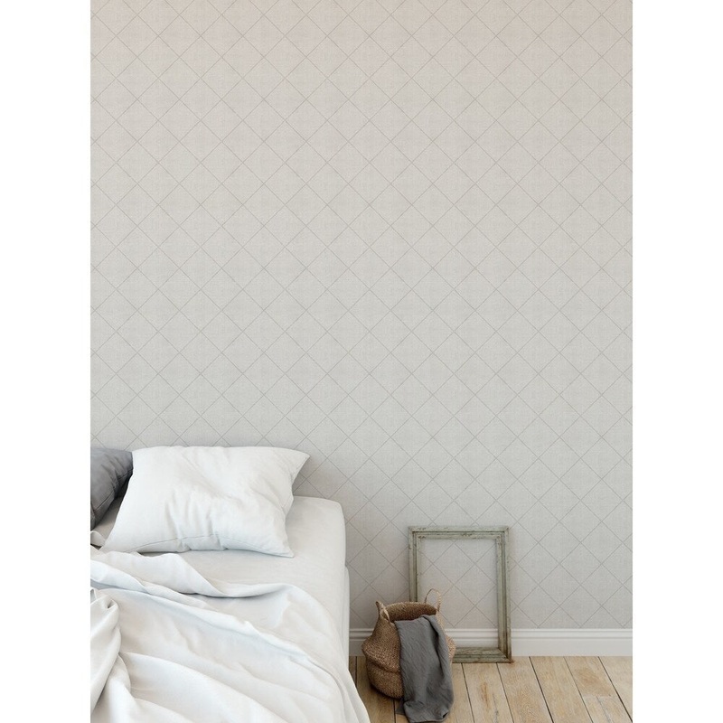 STICH TRIBAL DIAMOND GREY Peel and Stick Wallpaper By Kavka Designs