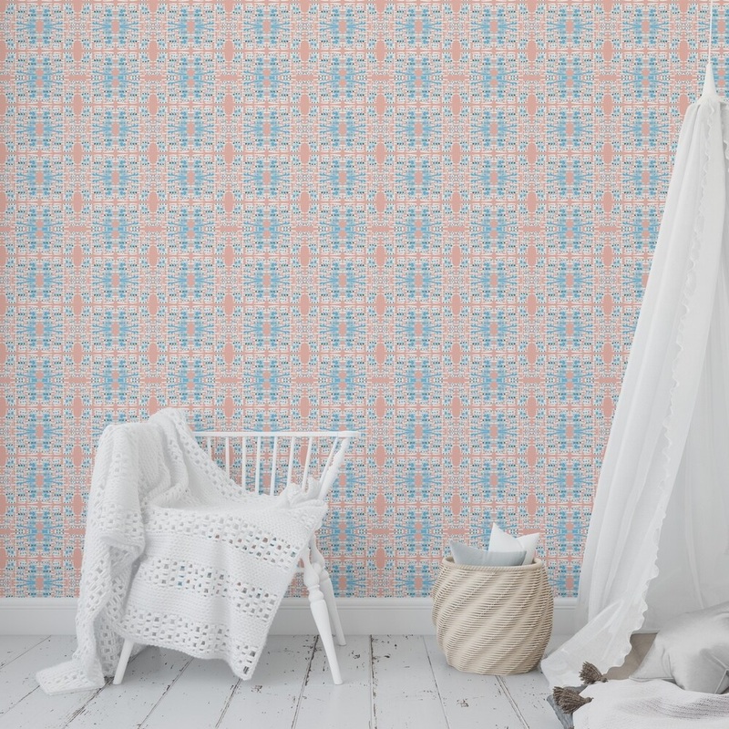 TRIBAL TILE CORAL Peel and Stick Wallpaper By Kavka Designs