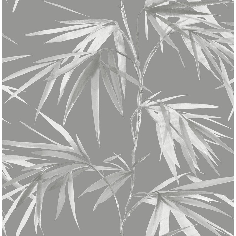 Asia Dark Grey Bamboo Leaf Wallpaper - N/A