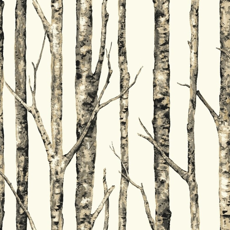 Birchwood Wallpaper, 20.5 in. x 33 ft. = 56 sq.ft, in Browns