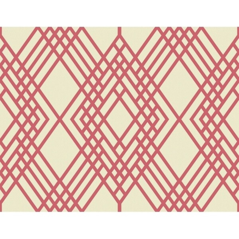 Cayman Lattice/Trellis Wallpaper, In Off-White & Rose