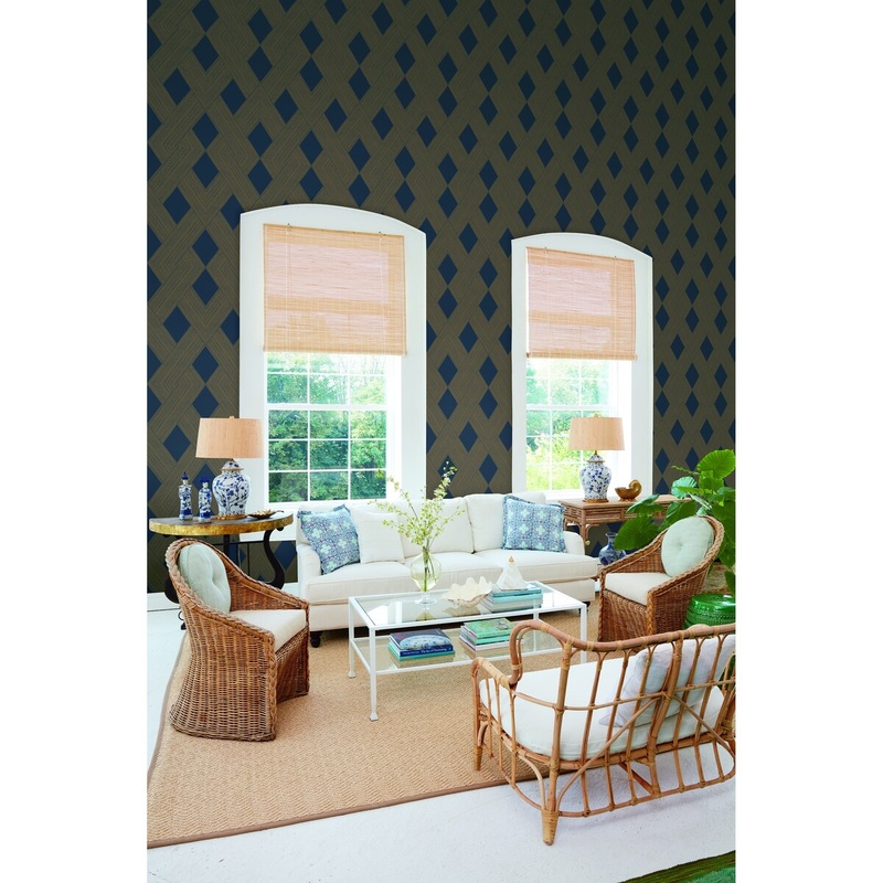 Fontana Beveled Edge Navy Wallpaper
