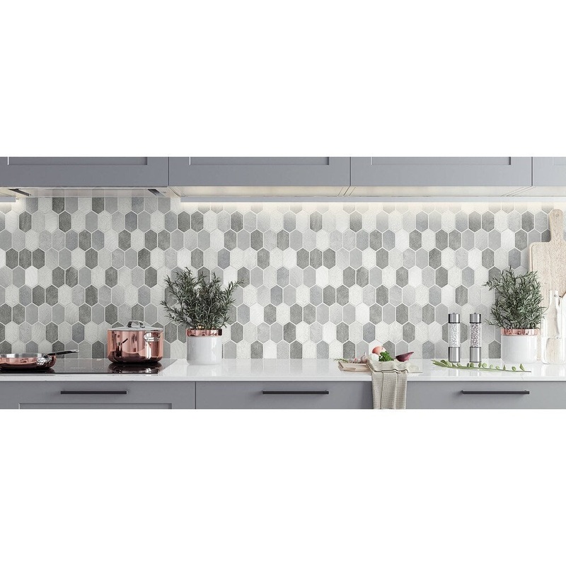 Vallauris, Brushed Hex Tile, 18' L X 20.5" W Wallpaper
