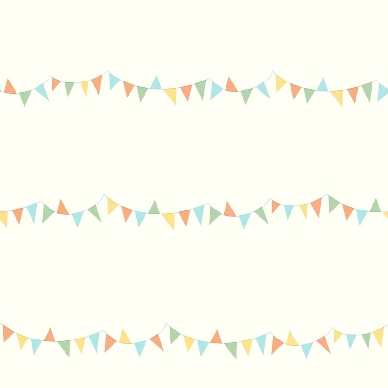 Big Top Pennants Removable Wallpaper, 20.5 in. x 33 ft. = 56 sq.ft, in orange, yellow, aqua, green, white