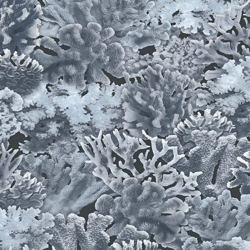 Coral Coral Wallpaper Novelty in Navy Navy Blue Blue
