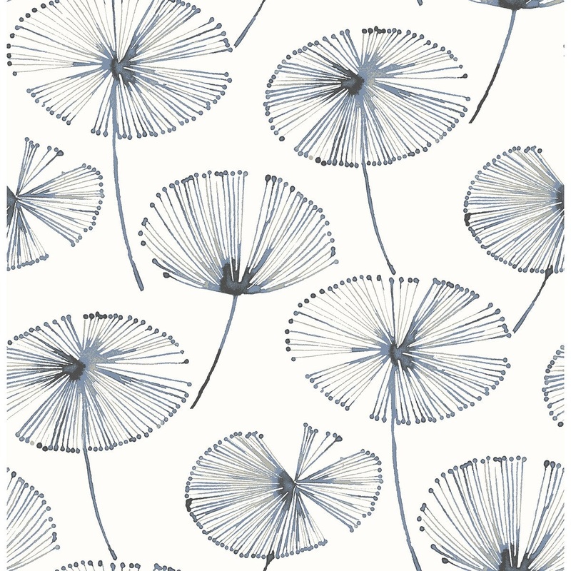 Florals & Flowers Abraham Paradise Navy Fronds Wallpaper