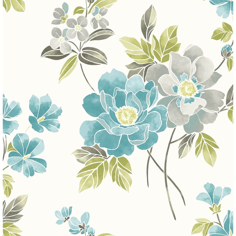 Florals & Flowers Vanessa Claressa Teal Floral Wallpaper
