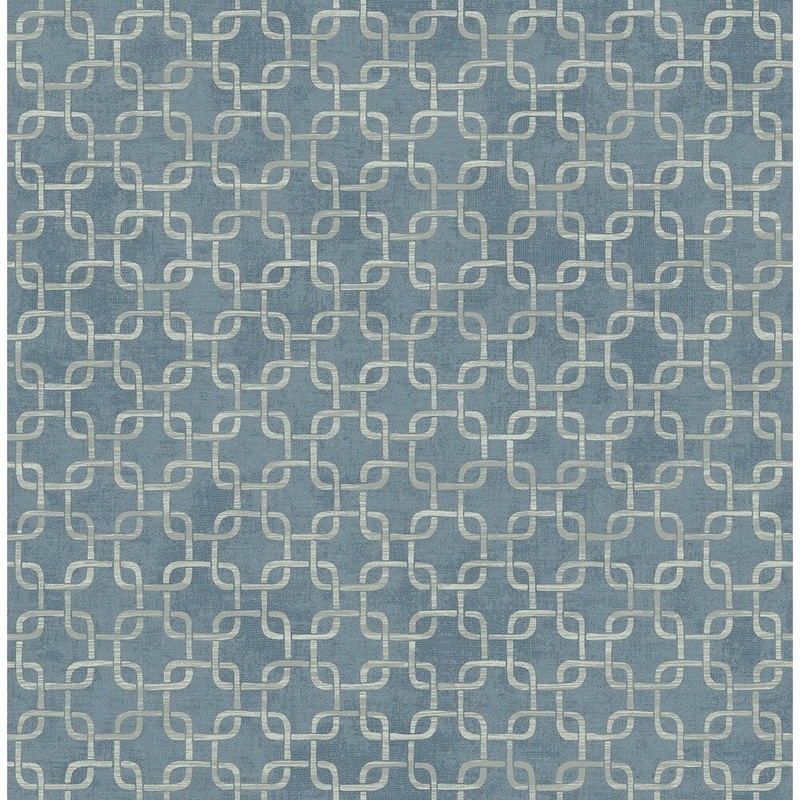 Fonzie Link Wallpaper, In Denim Blue & Gray