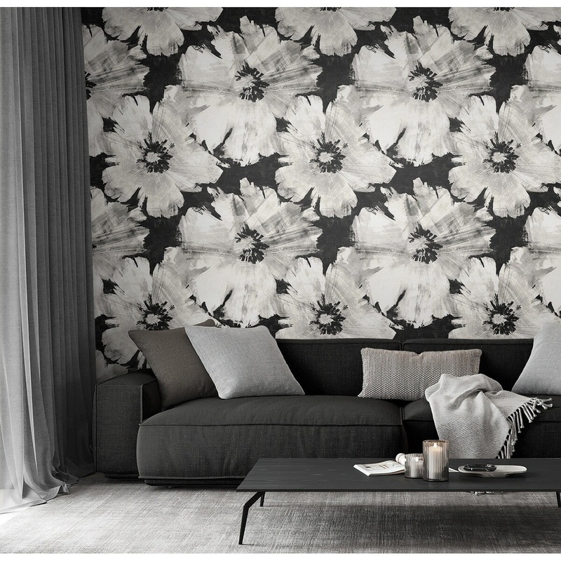 Stamford Graphic Floral 27 In W X 18 Ft L Self-Adhesive Peel And Stick Wallpaper