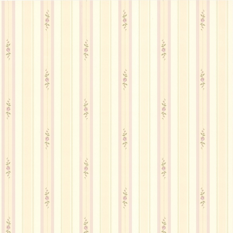 Colton, Rosette Beige Rosebud Stripe, 16.5' L X 20.5" W, Wallpaper Roll