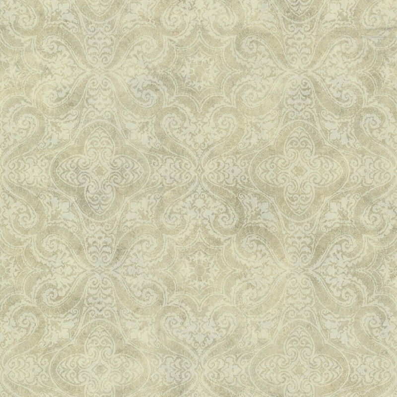 Damasks Hildebrand Christiana Sage Damask Medallion 33' L X 20.5 W Wallpaper Roll
