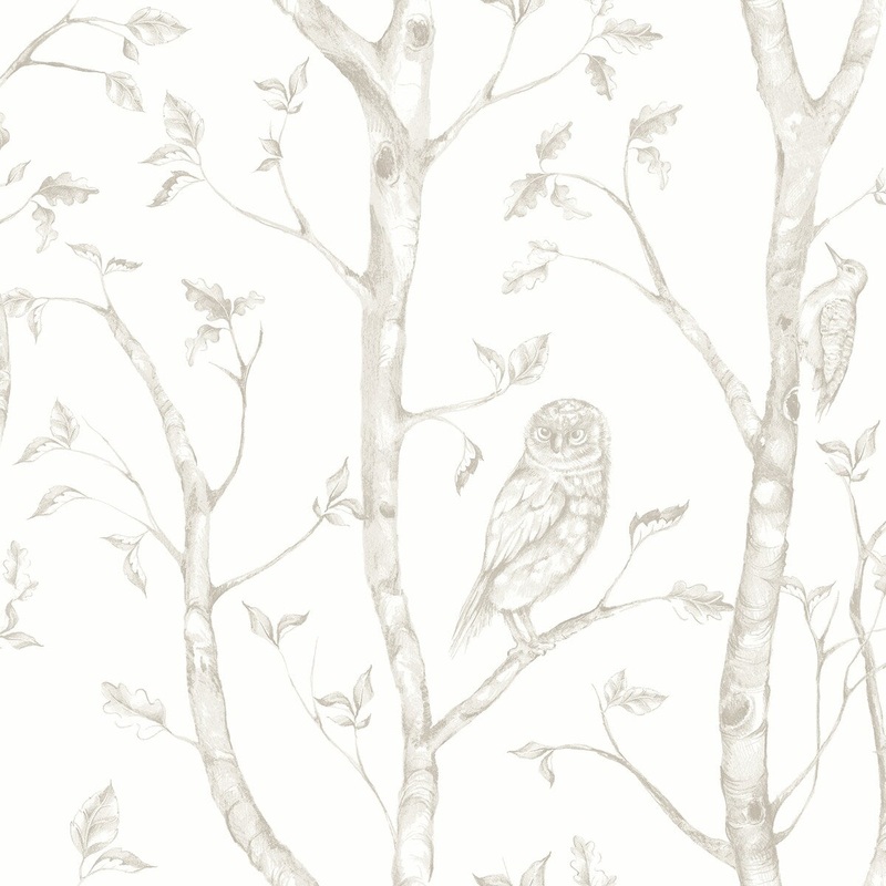 Trees Iris Neptune Taupe Forest Wallpaper