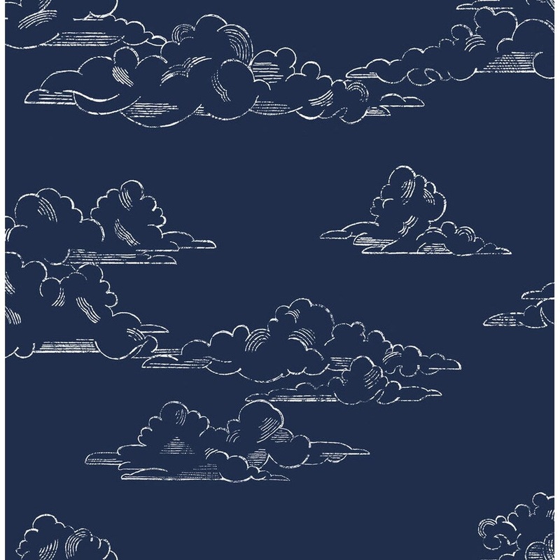 Vintage Cloud Navy Wallpaper