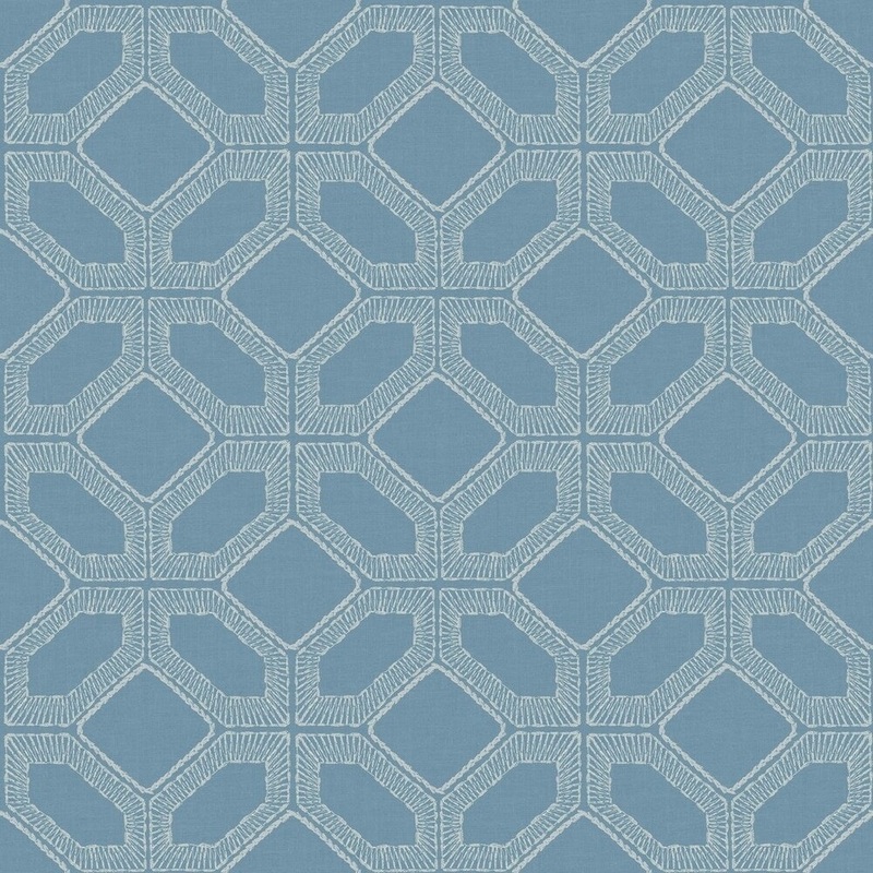 Barraud Embroidery Removable Wallpaper, 20.6 in. x 33 ft. = 56.65 sq. ft., in Blues