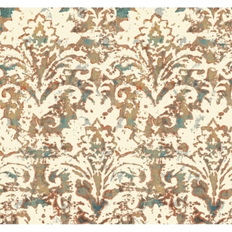 Batik Damask Removable Wallpaper, 27 in. x 27 ft. = 60.75 sq.ft., in Oranges