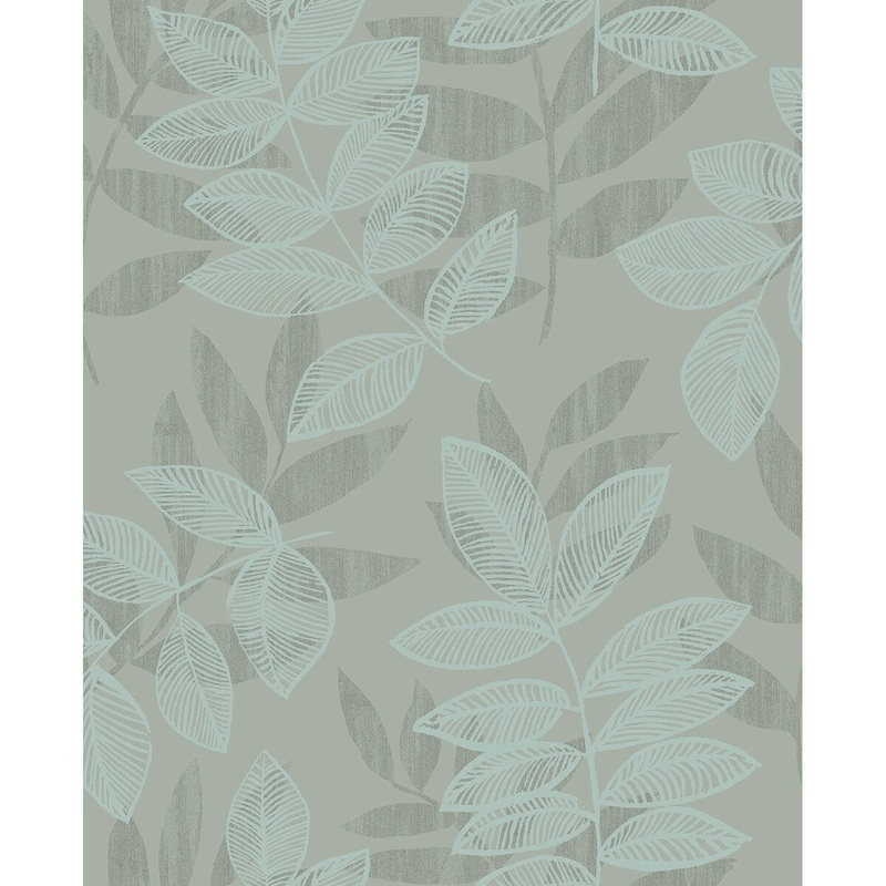 Botanical Elizabeth Chimera Turquoise Flocked Leaf Wallpaper