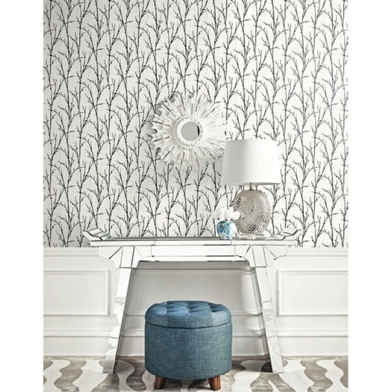 Deer Park Twigs/Branches Wallpaper, In Black & White
