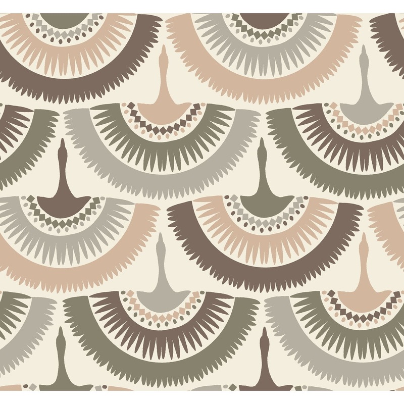 Edison Pink Non-Woven Unpasted Bohemian Feather and Fringe Wallpaper Covers about 60.75 sq. ft.