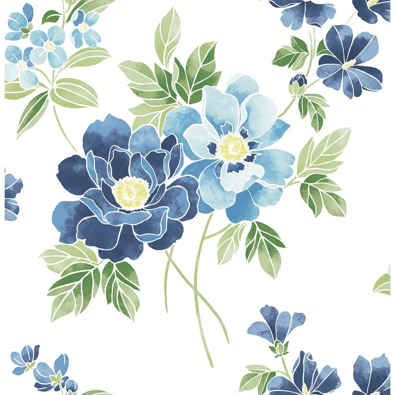 Florals & Flowers Vanessa Claressa Blueberry Large Floral Wallpaper