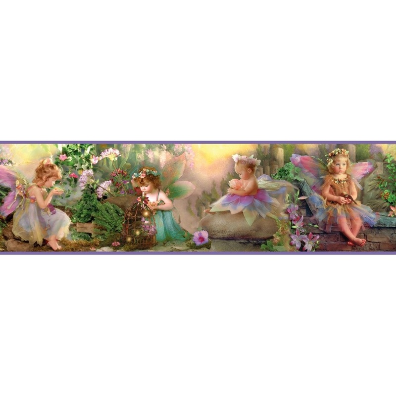 Flowers Jade Esmeralda Pink Fairyland Portrait 15' L X 9 W Wallpaper Border