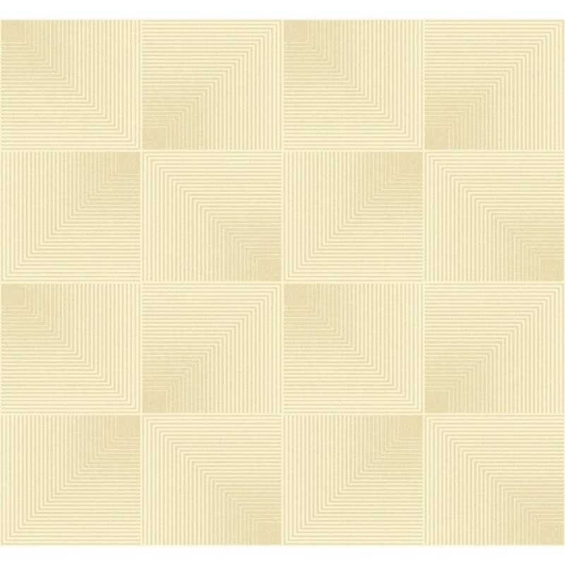 Thompson Ridge Blocks/Geometric/Squares Wallpaper, In Off-White & Metallic Gold