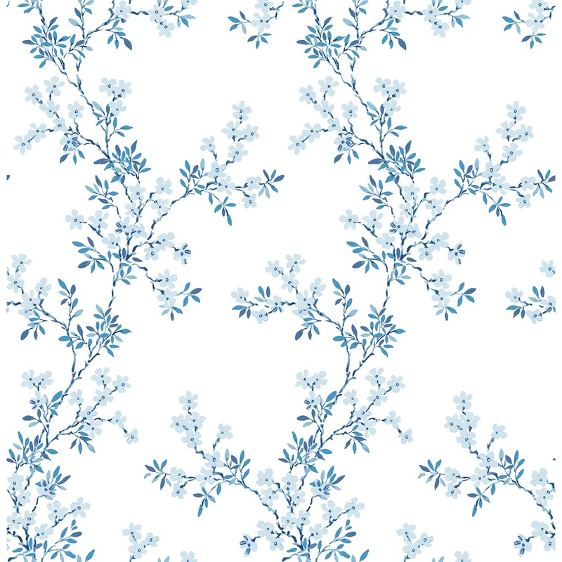 Bella, Claire Blue Floral Trail Wallpaper