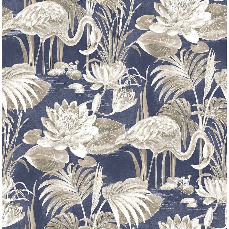 Birds Khan Miltonia Black Flamingo 33' L X 20.5" W Wallpaper Roll