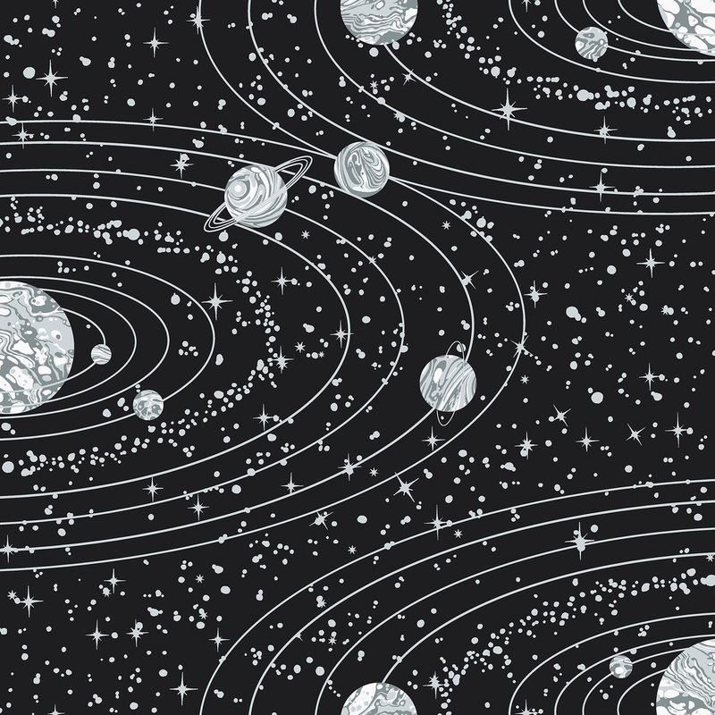 Eclectic Gagny Orbit Navy Celestial 33 feet long X 21 inch wide Wallpaper Roll