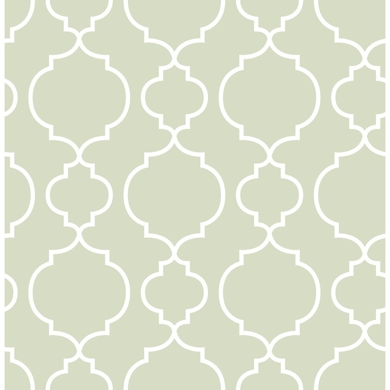 Evangeline, Desiree Sage Quatrefoil Wallpaper