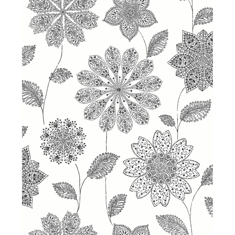 Flowers Alice Panache Black Floral Wallpaper