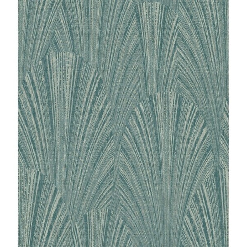 Fountain Scallop Wallpaper, 20.5 in. x 33 ft. = 56 sq. ft, in Green