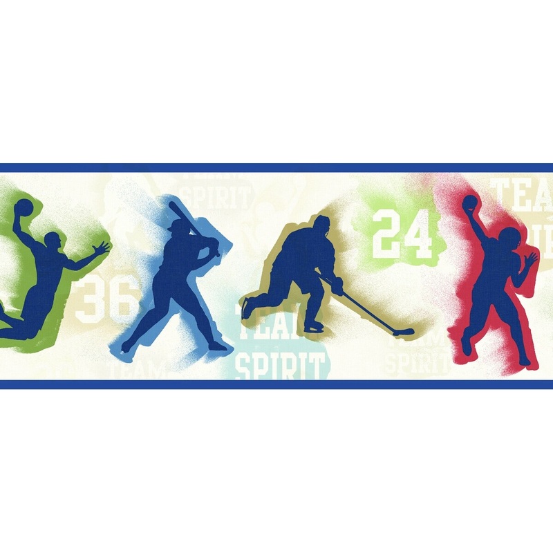Sports Alegra Seth Blue Sports Figures Toss 15' L X 6 W Wallpaper Border