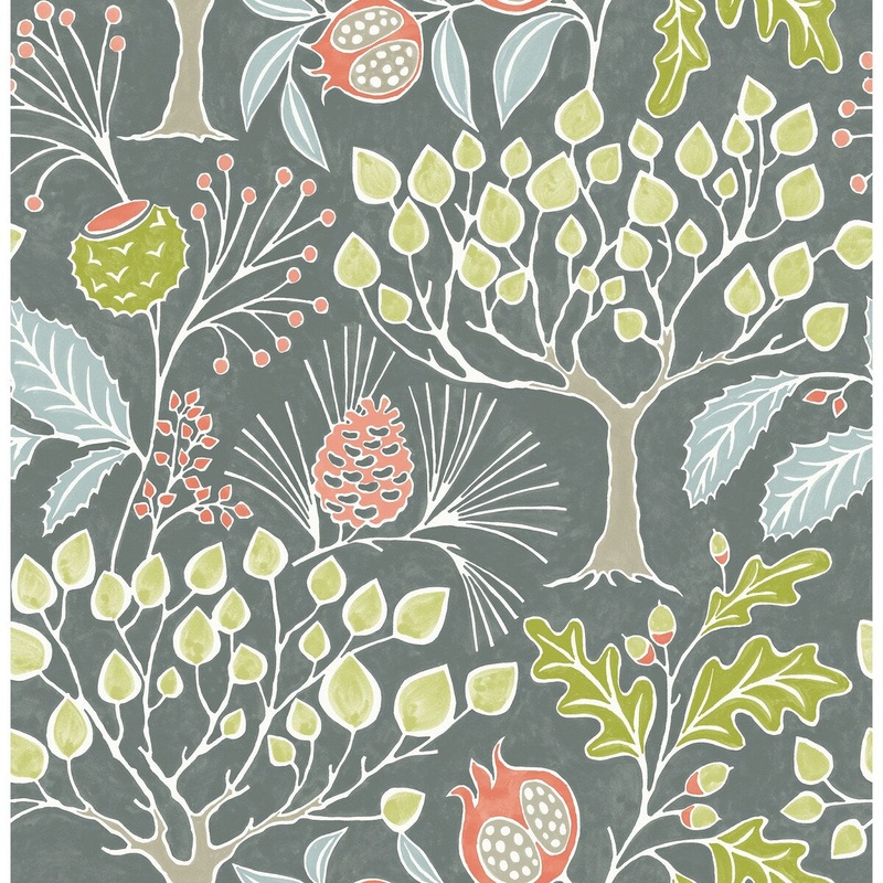 Trees Paris Shiloh Grey Botanical Wallpaper