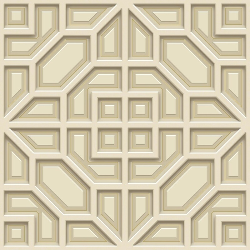 Asian Lattice Wallpaper, 20.5 in. x 33 ft. = 56 sq.ft, in Beige
