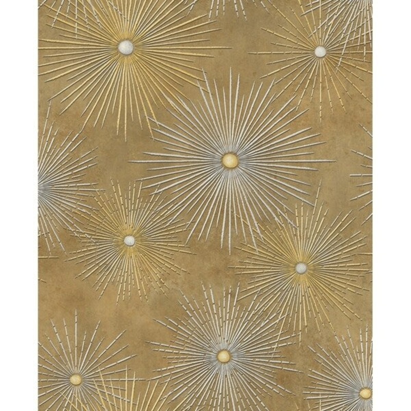 Catwalk Retro/Starburst Wallpaper, In Metallic Gold & Caramel