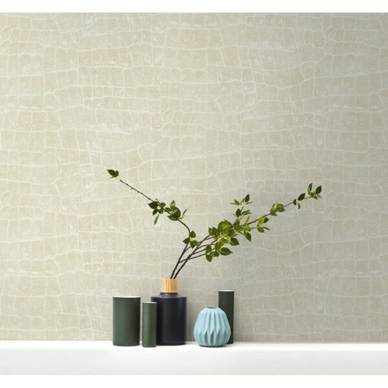 Curacao Animal Skins Wallpaper, In Tan & Off-White