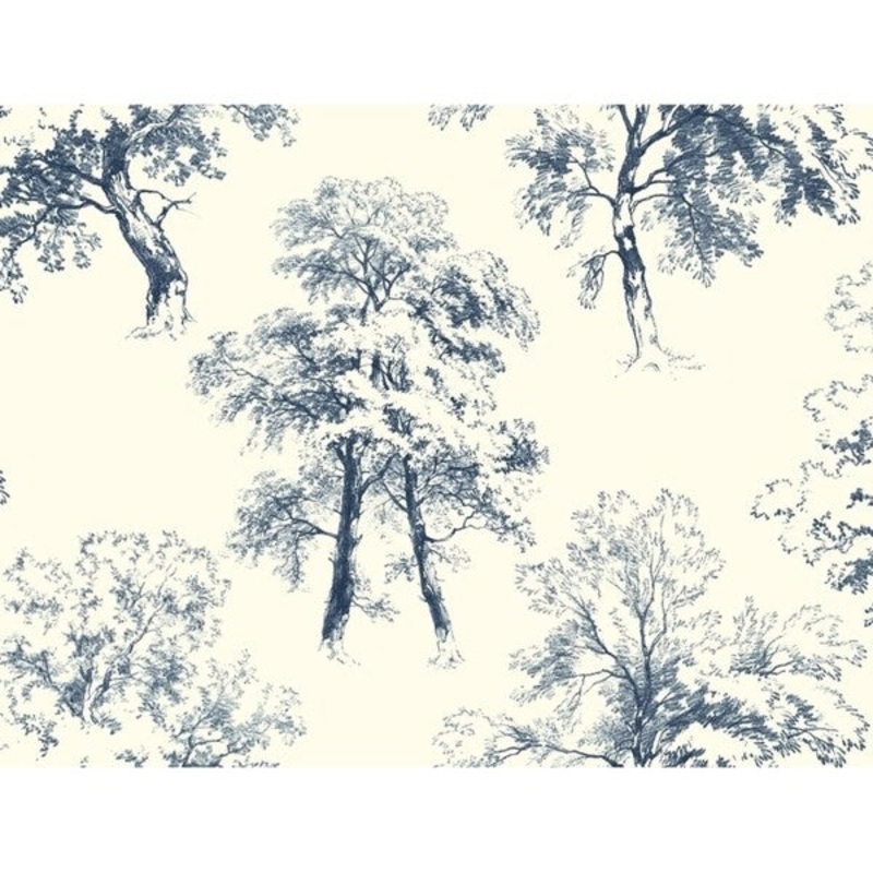 Deciduous Wallpaper, 27 in. x 27 ft. = 60.75 sq.ft., in navy/white