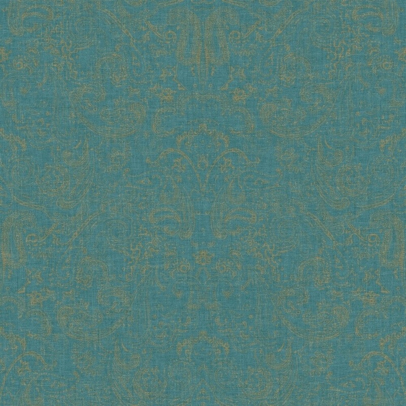 Distressed Paisley Wallpaper , 20.5 in. x 33 ft. = 56 sq.ft, in Blues