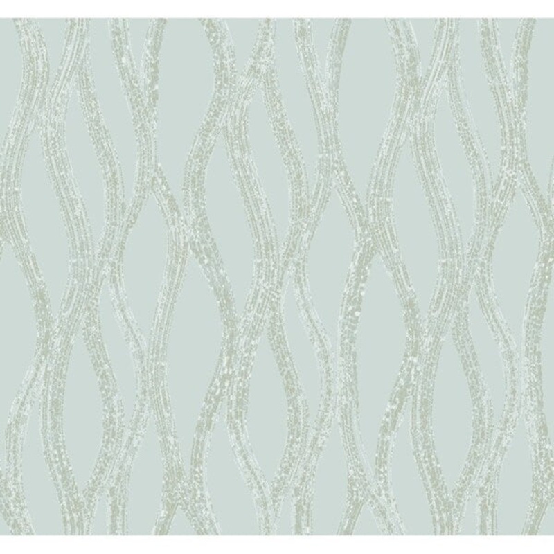 Drizzle Wallpaper, 27 in. x 27 ft. = 60.75 sq.ft., in aquamarine, white, gold