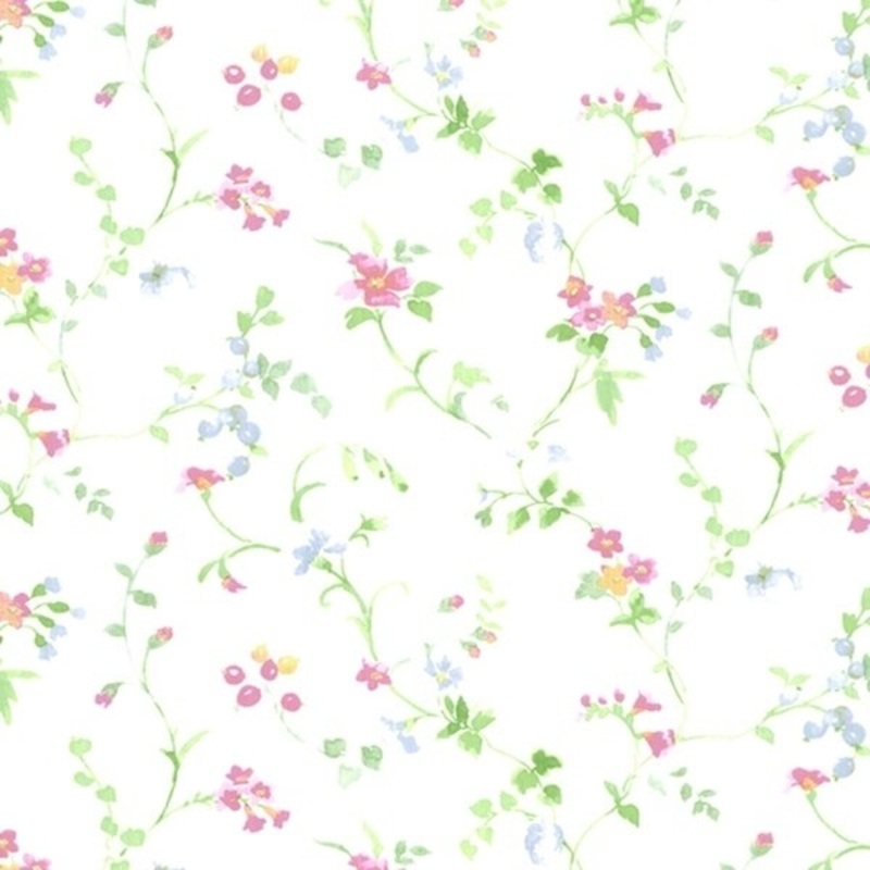 Everett 32.7 Ft. x 20.5 In. Vinyl Green Painted Floral Trail Wallpaper Covering