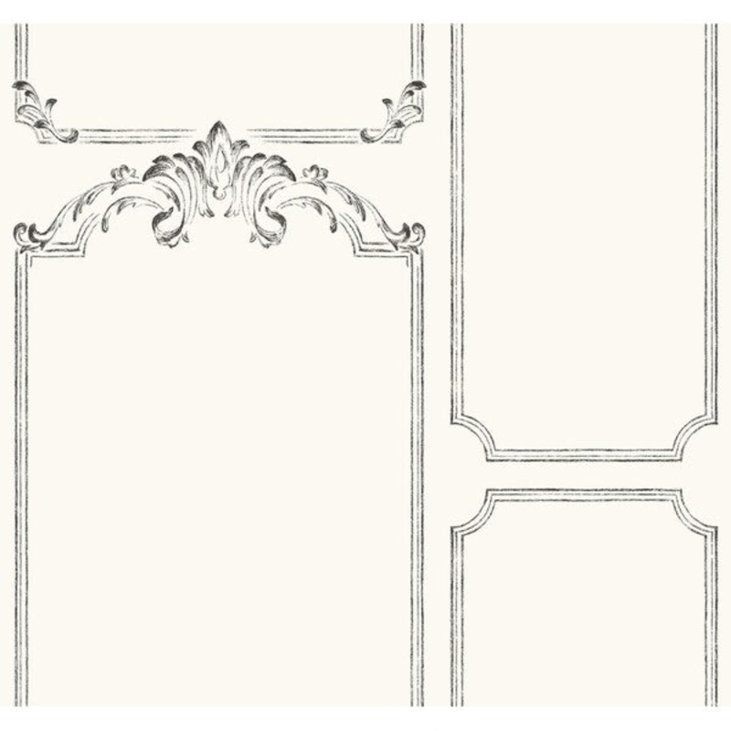 French Panel Removable Wallpaper, 27 in. x 27 ft. = 60.75 sq.ft., in white/black