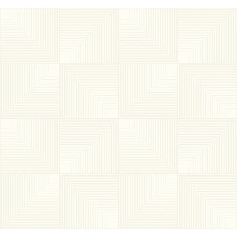 Thompson Ridge Blocks/Geometric/Squares Wallpaper, In White & Metallic
