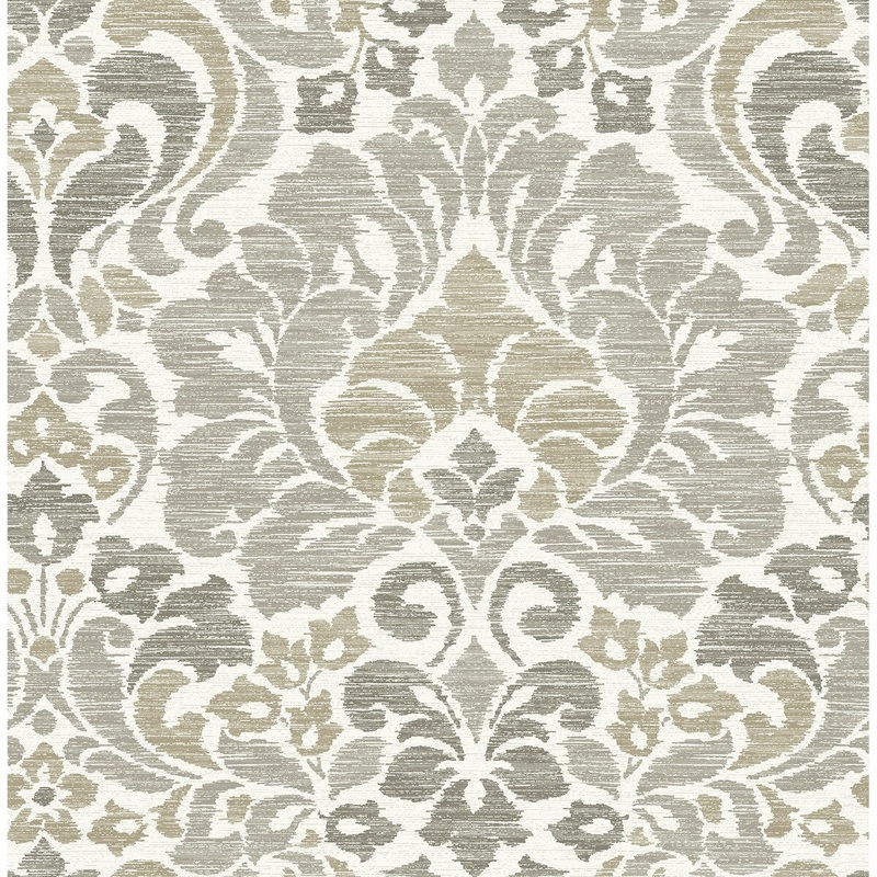 Damasks Conrad Garden of Eden Taupe Damask Wallpaper