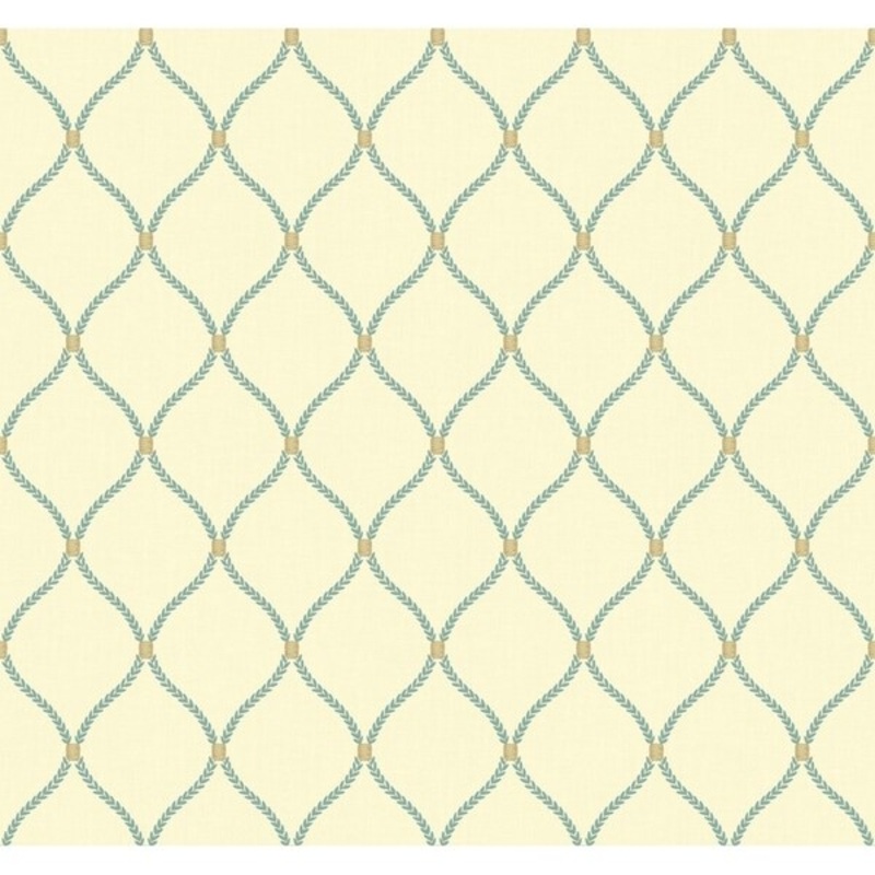 Deane Embroidery Wallpaper, 27 in. x 27 ft. = 60.75 sq.ft., in cream, robin egg blue, tan